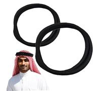Keffiyeh Diadema 2 Piezas 2.4 Pulgadas Shemagh Wrap Cuerda Banda Árabe Pañuelo para la Cabeza Negro Agal Keffiyeh Bufanda Accesorios para Hombres Mujeres, Decoraciones al Aire Libre