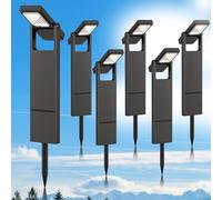 kefflum Luz Solar Exterior Jardin 300LM, 2200mAh Farolas Solares Exterior de 2,5W de Silicio Policristalino, Luz Blanca Cálida, Resistencia Al Agua IP65, Aptas para Caminos Patios y Césped (6 Piezas)