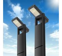 kefflum Luz Solar Exterior Jardin 300LM, 2200mAh Farolas Solares Exterior de 2,5W de Silicio Policristalino, Luz Blanca Cálida, Resistencia Al Agua IP65, Aptas para Caminos Patios y Césped (2 Piezas)