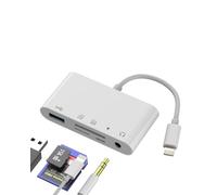 Kefiany Adaptador Lightning a USB lector de tarjetas SD (5 en 1) divisor de conector de auriculares de 3,5 mm, memoria micro SD TF para iPhone 14 13 Pro, unidad flash externa, cable de carga