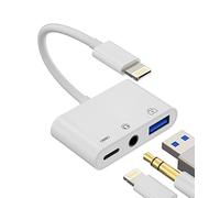 Kefiany Adaptador Lightning USB de 3,5 mm para Auriculares, Jack para iPhone OTG Accesorios Aux Audio Conector para teclados USB Stick Lector de Tarjetas ratón Hub 14 13 12 11 Pro MAX para iPad L+3.5