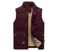 KEFITEVD Chaleco de invierno para hombre, con múltiples bolsillos, 98# Wine Red-NEW, XL