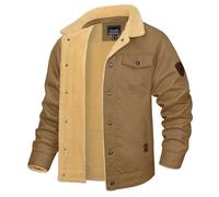 KEFITEVD Chaqueta de Carga Informal para Hombre Abrigo de Trabajo Cortavientos de Algodón Chaqueta Militar de Invierno,Caqui,XL