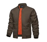 KEFITEVD Chaquetas Bombardero Prueba Viento Hombres Abrigos Moto Béisbol Cálidos Chaqueta Trabajo Invierno con 4 Bolsillos,Café,3XL