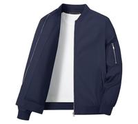 KEFITEVD - Chaquetas de béisbol finas de verano para hombre, chaqueta bomber cargo casual, cazadora militar con múltiples bolsillos, azul marino, M