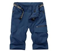 KEFITEVD Pantalones Cortos Safari Secado Rápido Pantalones Cortos Pesca Militares Transpirables Verano,Azul Real,34