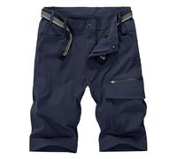 KEFITEVD Pantalones Cortos Safari Secado Rápido Pantalones Cortos Pesca Militares Transpirables Verano,Azul Marino,36