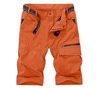 KEFITEVD Pantalones Cortos Safari Secado Rápido Pantalones Cortos Pesca Militares Transpirables Verano,Naranja,36