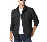 KEFITEVD Transition Jacket Men Cargo Spring Flight Jacket dentro del bolsillo con cremallera Pilot Parker cálido a prueba de viento negro S