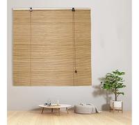 kefu01 Estor Enrollable de Bambú Retro Natural,Persiana de Bambú con Filtro de Luz,Estor Bamboo Ecológicas,Estores de Bambú a Prueba de Polvo/Transpirable,con Tirador Lateral (W80xH110cm/32 x43)