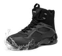 Kefuwu Botas tácticas militares para hombres impermeables antideslizantes senderismo trabajo y combate botas de 6 pulgadas con cremallera lateral y amortiguación, Negro , 42 EU