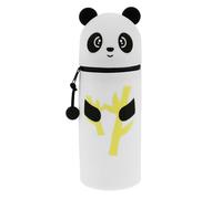 KEGAJEGA Estuche de silicona 2 en 1 con dibujos animados, de silicona, para el colegio, telescópico, para niños y niñas, panda, No