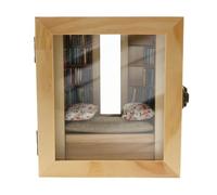 KEGAJEGA Librería de madera pintada contra la ansiedad con 2 cojines 200 libros en miniatura sacude tu miedo -Mini estantería hecha a mano -Decoración para el presente festivo