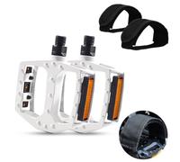 KEGECOL Pedales de bicicleta, aleación de aluminio MTB con reflectores, antideslizantes, pedales de bicicleta con pinzas de sujeción y herramientas de montaje para Gravel Bike Trekking Road Mountain