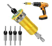 Kegelsenker Kit zur Vorbohrung Präzisions Holzbohrer inklusive Begrenzungsring, Einstellbarer Anschlag Winkelschlüssel Sechskant, Aufsatzpaket | Möbelbau Heimwerken Werkstatt DIY Verbundstoffe Platt