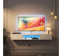 KEIKI Soporte flotante para TV, centro de entretenimiento flotante montado en la pared con LED y toma de corriente para TV de 55, 60, 65 pulgadas, moderno soporte de TV para sala de estar, (blanco, 63