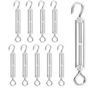 KEILEOHO 10 tensores M5 de acero inoxidable, 122 mm, ajustables, ganchos y ojales, tensor de alambre de acero inoxidable para fijación de vela, tensor de tendedero