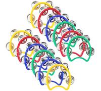 KEILEOHO 12 panderetas de mano de media luna, instrumentos musicales, pandereta de plástico con campanas para uso en fiestas en el hogar