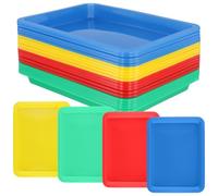KEILEOHO 20 bandejas artificiales, 24,5 x 18,5 x 2,3 cm, bandejas de material coloridas, bandeja para servir, 4 colores, bandeja de actividad, bandejas de material, apilables, cuencos de plástico