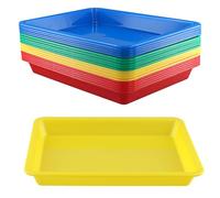 KEILEOHO 20 Piezas de Bandeja de Plástico Rectangular Multicolor para Manualidades, 28 x 21 x 3 cm, Bandejas de Actividad Multicolor para Servir, 4 Colores