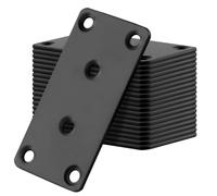 KEILEOHO 20 Unidades de Pletinas Metálicas Planas Perforadas de 80 x 40 mm, 6 Agujeros, Conectores Planos de Acero Inoxidable, Chapas Perforadas, Escuadras Metálicas para Muebles de Madera, Negro