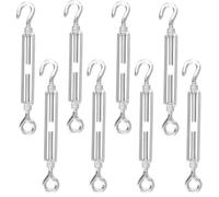 KEILEOHO 8 tensores M8 de acero inoxidable, 185 mm, ajustables, ganchos y ojales, tensor de alambre de acero inoxidable para fijación de vela, tensor de tendedero