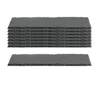 KEILEOHO 8 Unidades de Tabla Rectangular de Quesos de Pizarra de 30 x 10 cm, Color Negro, Plato de Pizarra Rectangular para Buffet, Servir, Decoración