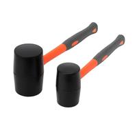 KEILEOHO Juego de 2 Martillos de Goma de 50 mm y 70 mm, 450 g y 900 g, Mazos de Goma con Mango de Fibra de Vidrio Antideslizante, Color Negro y Naranja