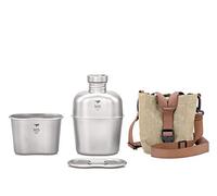 Keith - Kit de botella de agua militar de titanio con bolsa