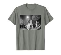 Keith Moon The Who Baterista Live In Reading 1971 Camiseta, Hombre, Verde Militar Jaspeado, M