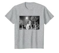 Keith Moon The Who Baterista Live In Reading 1971 Camiseta, Niños, Gris Jaspeado, 8 años