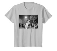 Keith Moon The Who Baterista Live In Reading 1971 Camiseta, Niños, Plata, 12 años