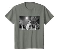 Keith Moon The Who Baterista Live In Reading 1971 Camiseta, Niños, Verde Militar Jaspeado, 10 años