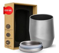 Keith Taza de café aislante de doble pared de titanio, 220 ml, Ti3311, taza de titanio para agua, té caliente o helado y café, vajilla ultraligera, ideal para senderismo, trekking y actividades al