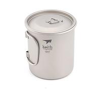 Keith Ti3203 - Taza de Titanio con Asas Plegables, para Exteriores, Camping, Viajes, exploración, 400 ml