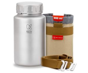 Keith Titan Sports Water Bottle - Leak-proof & Metal Water Bottle with Thermal Lid for Hiking, Gym and Outdoor Adventure (900 Ml)