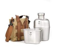 Keith Titanium Ti3060 Canteen - Kit de medición de botella de agua militar con copa portátil de doble uso para cafetería (canteen y caja de almuerzo)