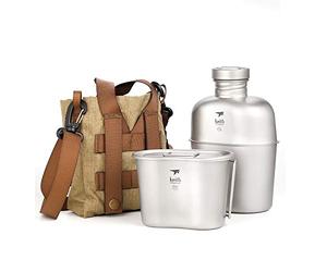 Keith Titanium Ti3060 Canteen - Kit de medición de botella de agua militar con copa portátil de doble uso para cafetería (canteen y caja de almuerzo)