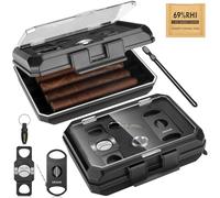 KEJIAR Humidor de Puros Portátil de Viaje Con Cortador 3 en 1, Corte Recto, Perforador de Cigarros, Paquete de Control de Humedad Bidireccional, Caja de Acrílico