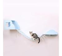 KEJIAWU Juego de Muebles for Gatos en la Pared, Estantes y Percheros, Parque de Escalada con Hamaca, Poste de Rascar y Plataforma de Salto(Blue)