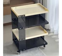 KEJIAWU Mesa Auxiliar Acrílica 4 Niveles con Ruedas Bloqueables - Carrito Multifunción, Mesita Rodante, Mesilla de Noche Móvil for Salón/Dormitorio(Grey)