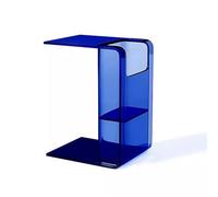KEJIAWU Mesa Auxiliar Acrílica Transparente en Forma de C, Mesa for Sofá, Mesita de Noche Moderna, Mesita Pequeña con Almacenamiento for Salón o Dormitorio(Blue)