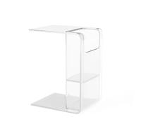 KEJIAWU Mesa Auxiliar Acrílica Transparente en Forma de C, Mesa for Sofá, Mesita de Noche Moderna, Mesita Pequeña con Almacenamiento for Salón o Dormitorio(Clear)