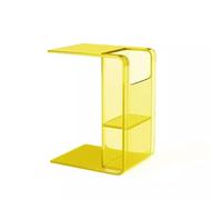 KEJIAWU Mesa Auxiliar Acrílica Transparente en Forma de C, Mesa for Sofá, Mesita de Noche Moderna, Mesita Pequeña con Almacenamiento for Salón o Dormitorio(Yellow)