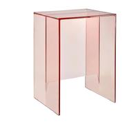 KEJIAWU Mesa Auxiliar Acrílica Transparente en U, Mesita de Noche Estrecha, Taburete, Mesa de Centro for Espacios Pequeños, Salón, Dormitorio, Baño(Beige)