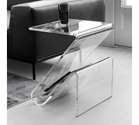 KEJIAWU Mesa Auxiliar de Acrílico con Almacenamiento, Mesa de Centro Transparente for Salón, Dormitorio, Espacios Pequeños - Multiusos como Mesita de Noche, Revistero(Clear)