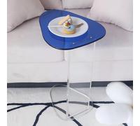 KEJIAWU Mesa Auxiliar de Acrílico en Forma de C, Mesa de Centro y Mesita de Noche Moderna con Estantería for Libros y Revistas, for Salón, Dormitorio, Biblioteca o Oficina(Blue,45x39x60cm)