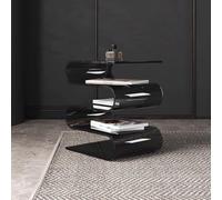 KEJIAWU Mesa Auxiliar de Acrílico en Forma de S con 5 Niveles, Mesa de Centro Multifuncional con Estantería for Libros y Revistas, for Salón, Dormitorio, Biblioteca o Terraza(Black)