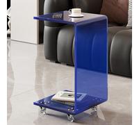 KEJIAWU Mesa Auxiliar Sofa Acrílico en Forma de C 12 mm con Freno, Mesa de Centro Pequeña Multifuncional para Salón, Dormitorio o Oficina, sin Montaje Necesario(Blue,30 * 30 * 55cm)