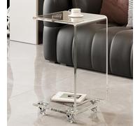 KEJIAWU Mesa Auxiliar Sofa Acrílico en Forma de C 12 mm con Freno, Mesa de Centro Pequeña Multifuncional para Salón, Dormitorio o Oficina, sin Montaje Necesario(Clear,30 * 30 * 55cm)